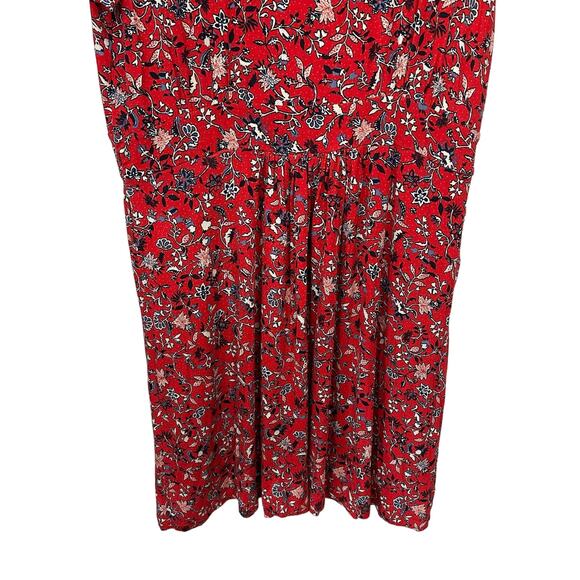 Christopher & Banks Womens XL Dress V Neck Red Floral Stretch Cottage Rayon - Picture 4 of 11